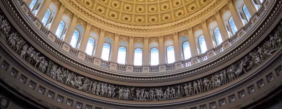 Inside of the captiol looking up at the capitol rotunda