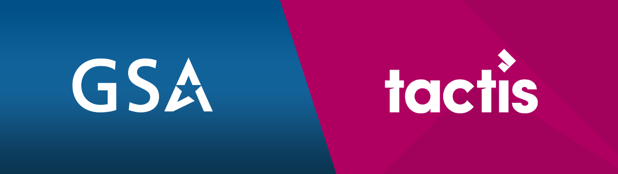 Banner image of Tactis and GSA logos with branded backgrounds