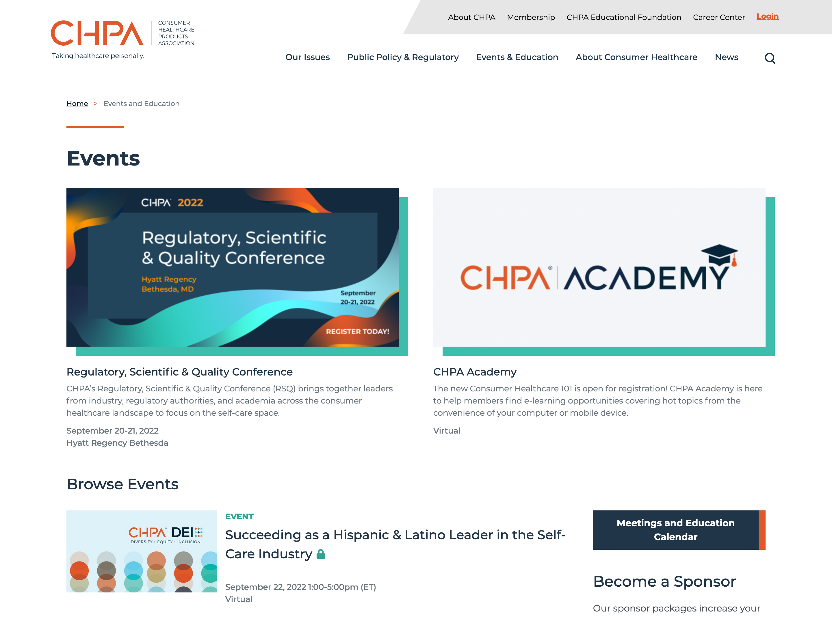 CHPA web page screenshot