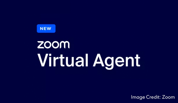 A close-up of the Zoom Virtual Agent logo on a dark background