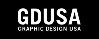 white GDUSA logo on black background