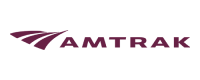 Plum colored Amtrak logo on a white background