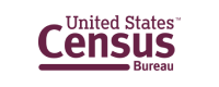 Plum colored Census logo on a white background