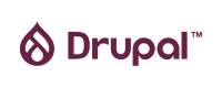 Plum colored Drupal logo on a white background