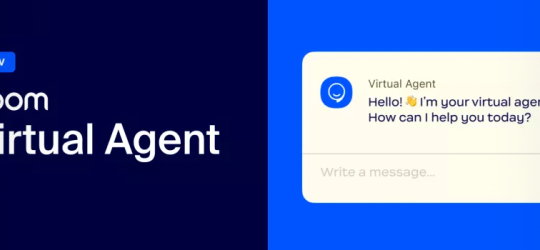 Banner image of the Zoom Virtual Agent logo and an example of chatbot bubble